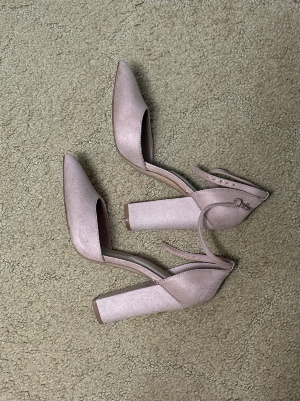Also Block Heel Pointed-Toe Ankle Strap Pumps